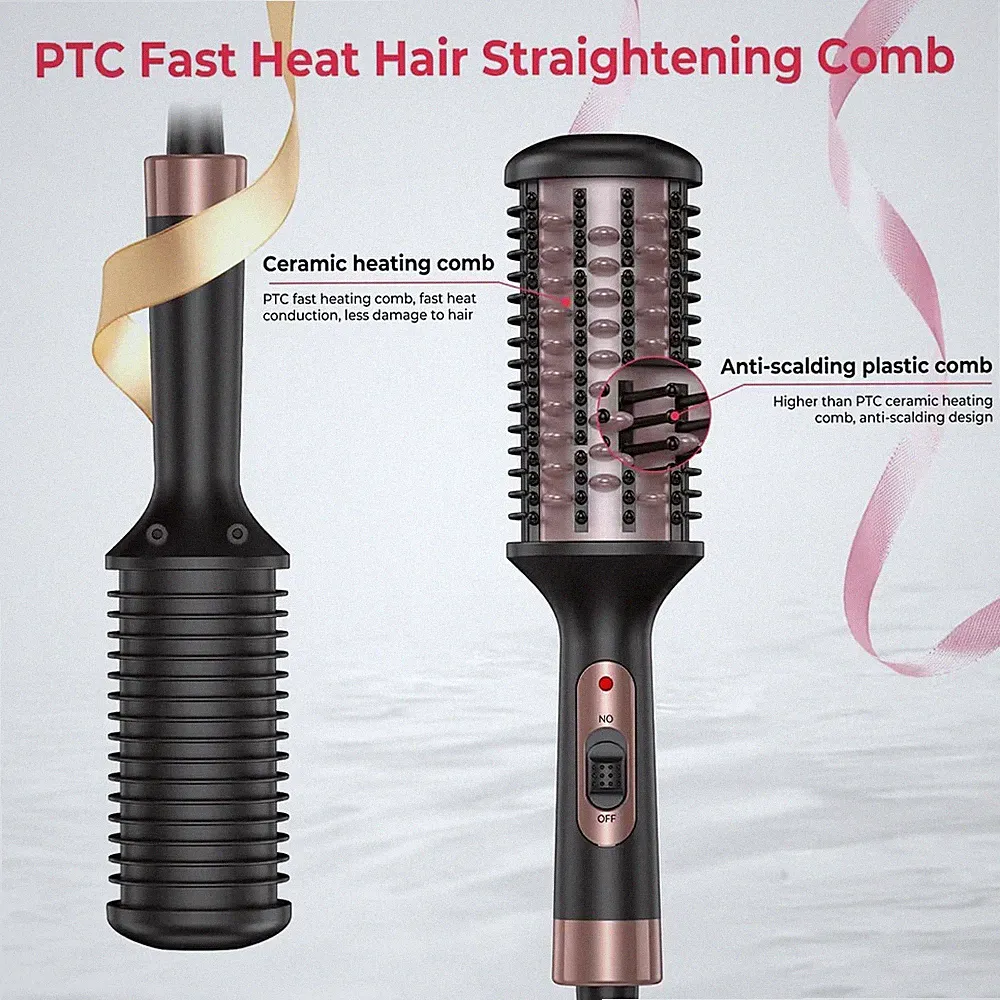 1,7" Mini Haarglätter Bürste Heißkamm 180°C Schnelle Hitze Anti-Verbrühungen Tragbar