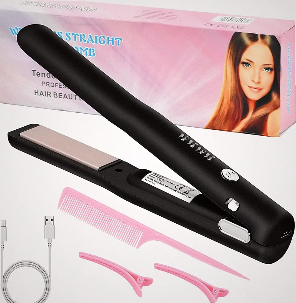 2 in 1 Glätteisen Kabellos und Lockenstab, Keramik Haarglätter zum Locken und G