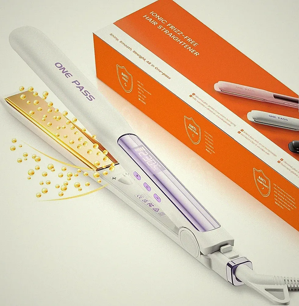 2 in 1 Glätteisen Locken Glätten Titanplatten Haarglätter für alle Haartypen