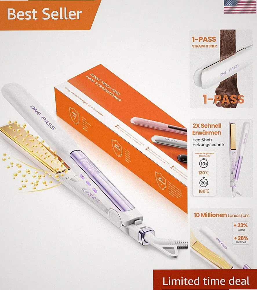 2 in 1 Glätteisen Locken und Glätten, 20s Schnellaufheizung, Titanplatten Ion...