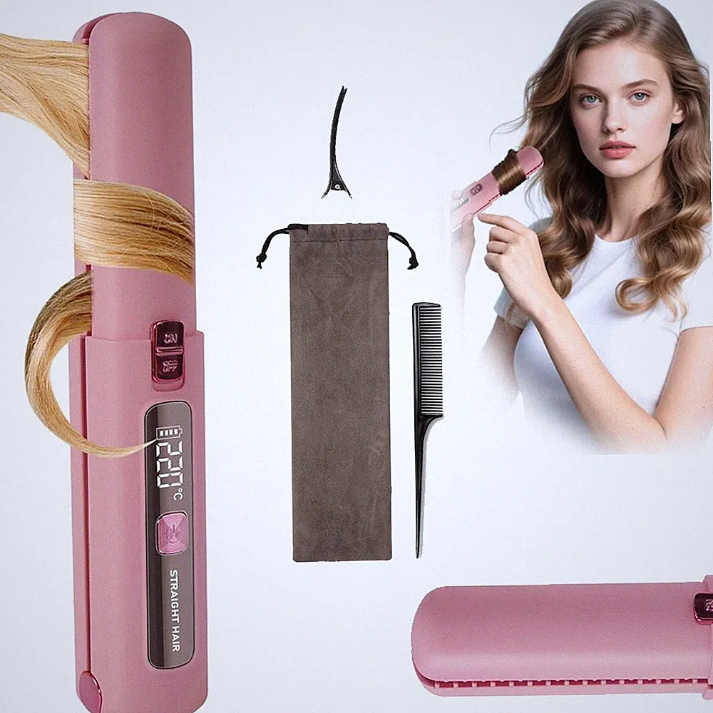 2 in 1 Glätteisen Locken und Glätten 4500mAh 6 Temperaturen Statische Aufladung