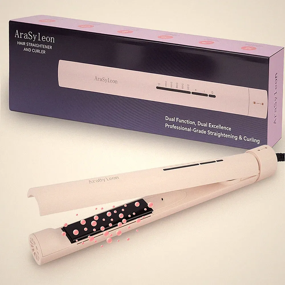 2-in-1 Haar Glätteisen und Lockenstab – 31mm Keramik Ionen Glätteisen für Loc...