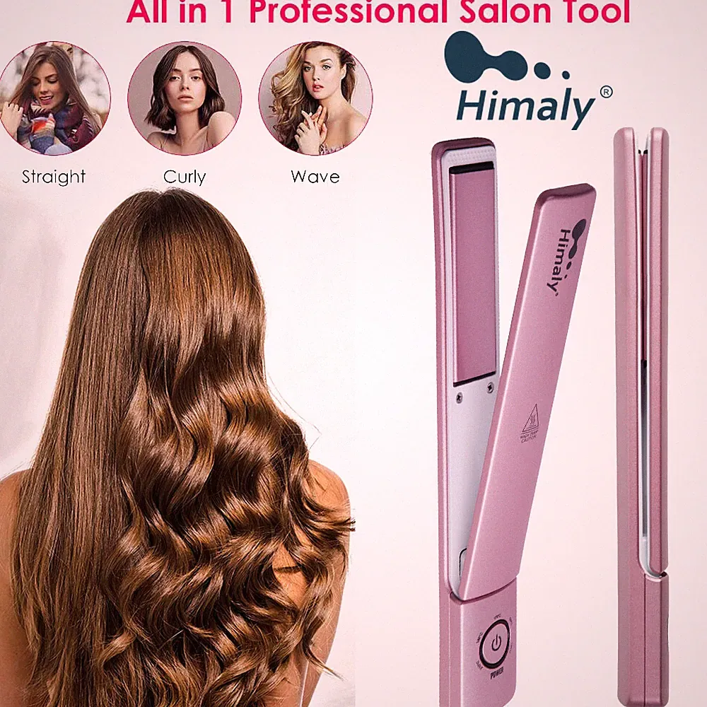 2-in-1 Keramik Dampf Haarglätter Turmalin Glätteisen Glattes Haar Straightener