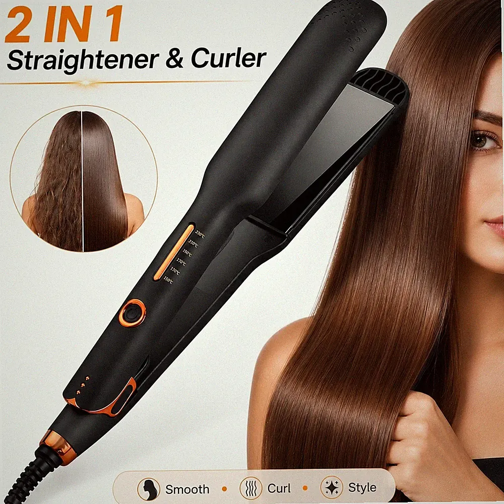 2 in1 extra breiter Haarglätter & Lockenstab Glätteisen Keramikplatten schnelle Erwärmung