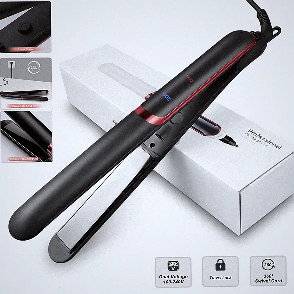 2 in1 Infrarot Lockenstab & Glätteisen Haarglätter Lockenwickler Straightener DE