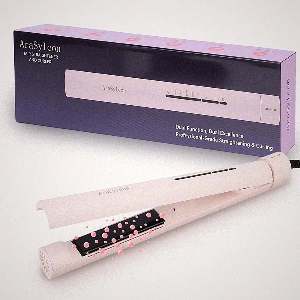 2in1 Haar Glätteisen und Lockenstab – 31mm Keramik Ionen Glätteisen für Locke...