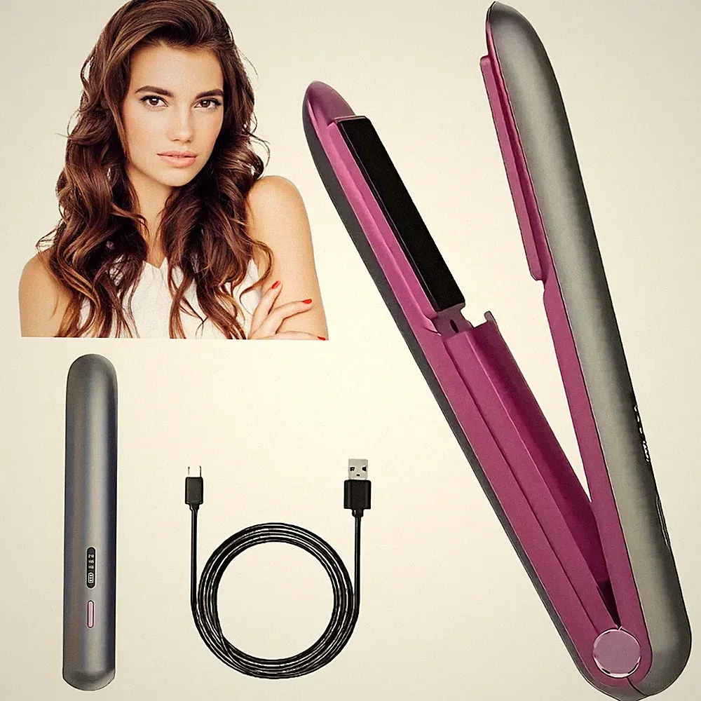 2in1 Haarglätter Kabellose Glätteisen Tragbar Glätteisen zum Locken und Glätten