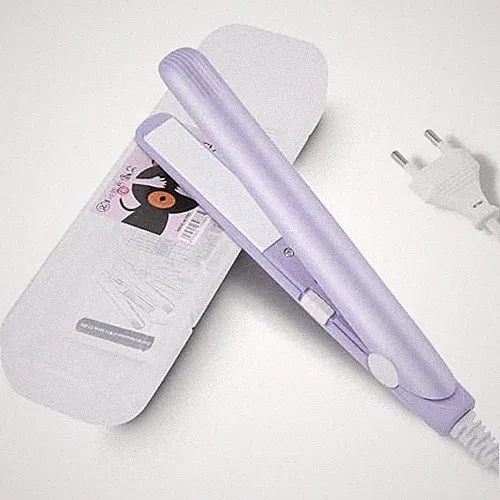 2in1 Mini Glätteisen Lockenstab Keramik Heizplatte 190C Lila 1m Kabel für Reisen