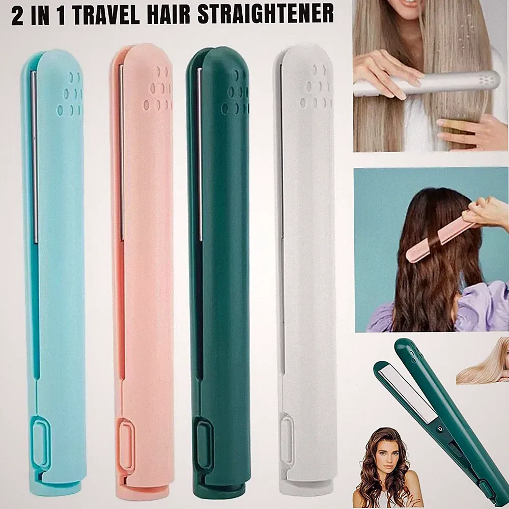 2in1 Mini Zweizweck Lockenstab Reise Haarglätter USB Lockenstab schnell UK