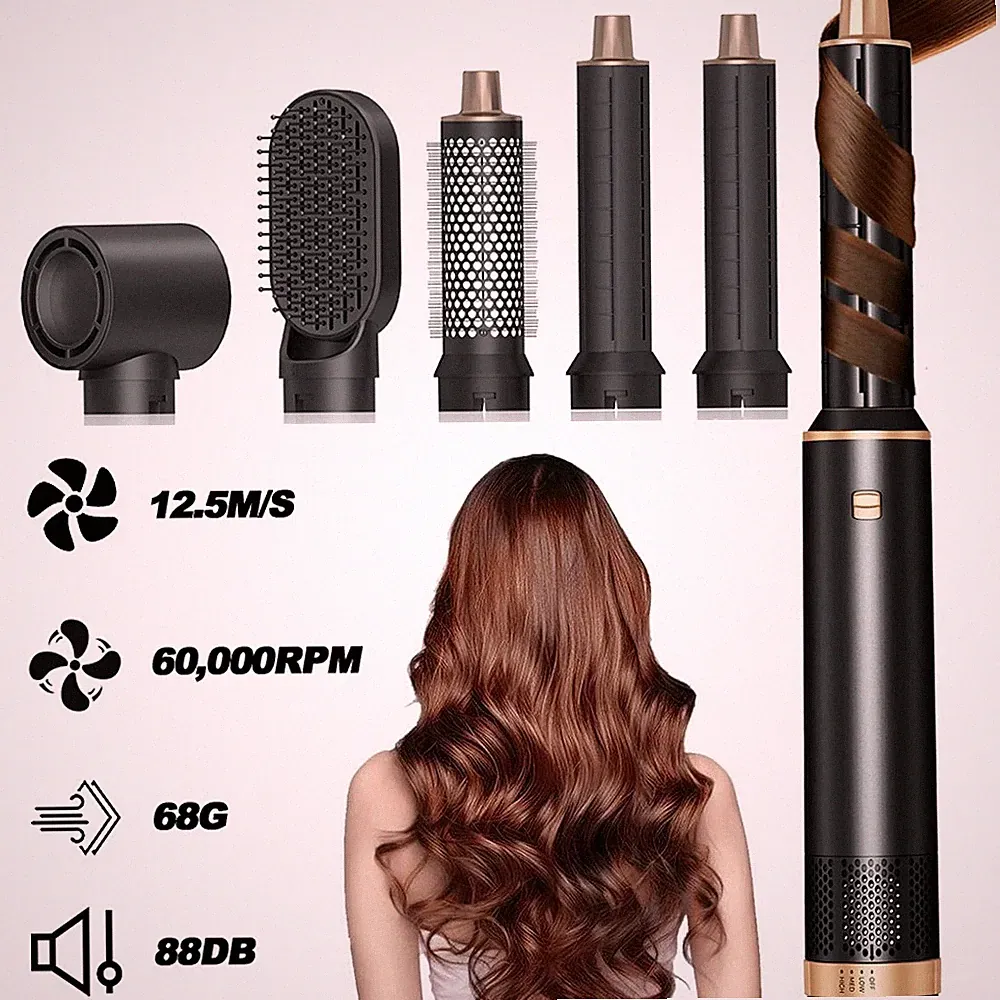 5IN1 Air Wrap Curling Warmluftbürste Föhnbürste Lockenstab Hairstyler Rundbürste