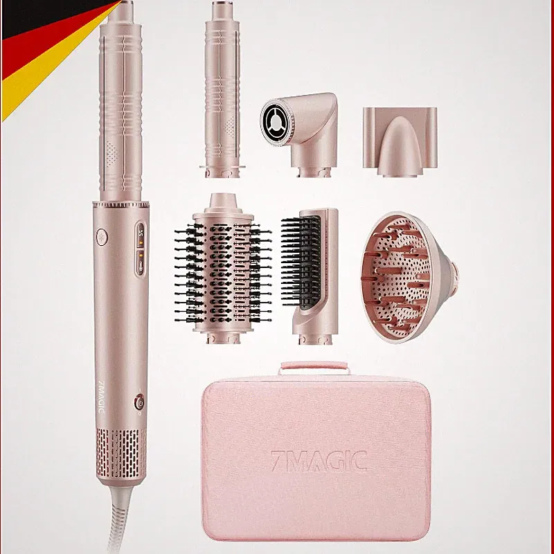 Airstyler 7 in 1 1400W Rundbürste Lockenstab Glätteisen Föhn mit Reisebox