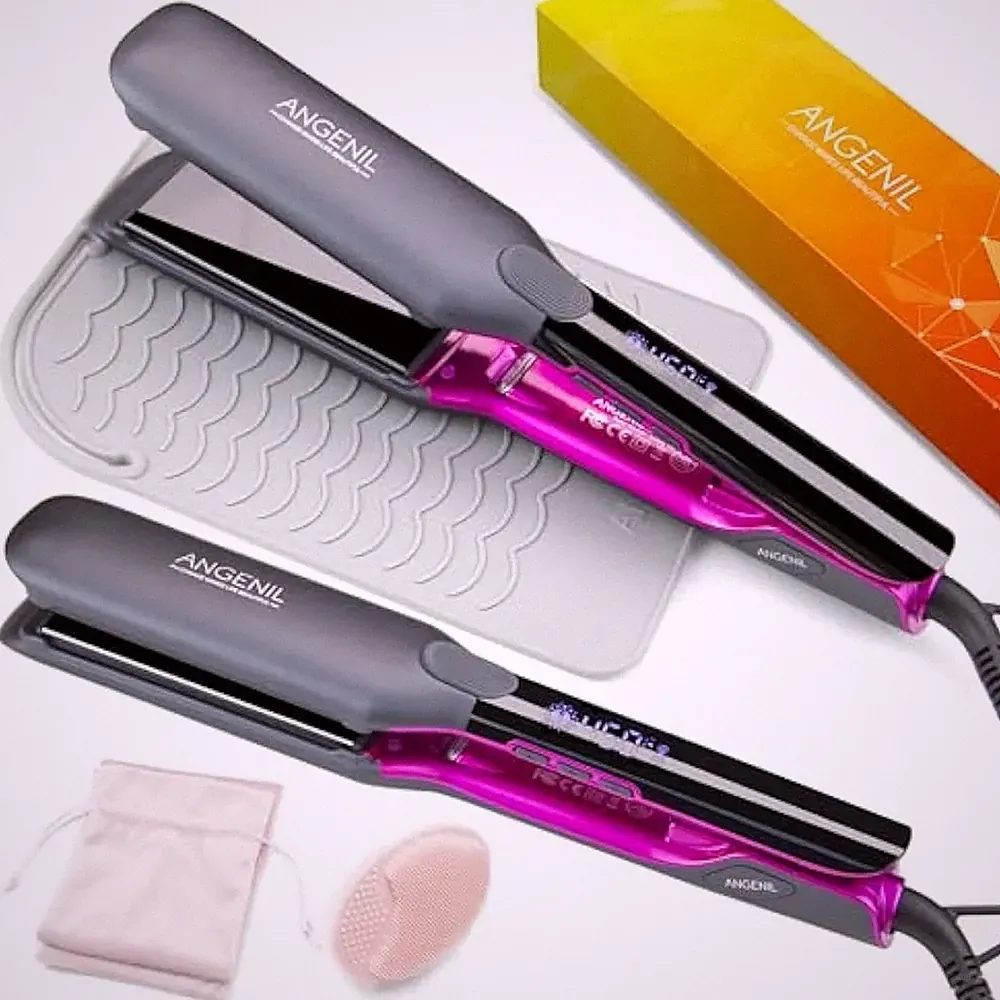 ANGENIL Pro Titanium Glätteisen Haarglätter 4,5 cm breit, Dual Voltage Haar