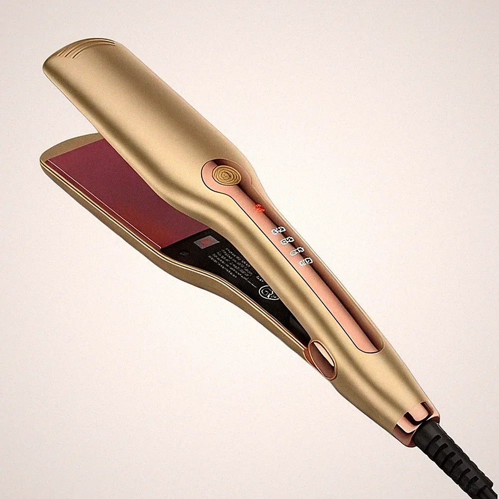 Avizar, 2-in-1 Glätteisen & Lockenstab Keramik 40W breit, Braun