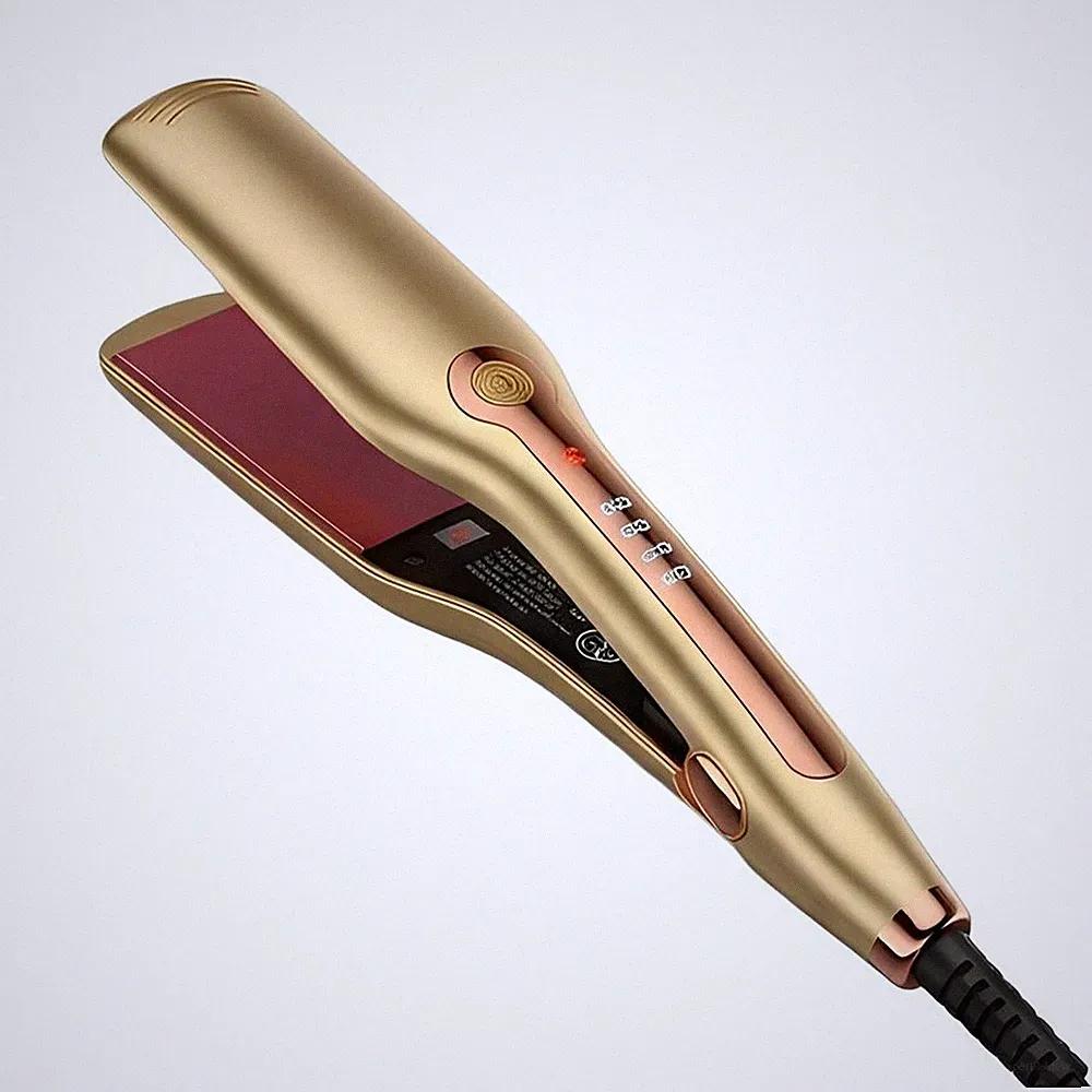 Avizar, 2-in-1 Glätteisen & Lockenstab Keramik 40W breit, Braun
