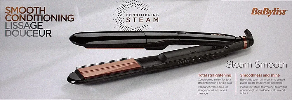 BaByliss Glätteisen Steam Tourmalin Haarglätter Breite 39-mm-Platten ST493E