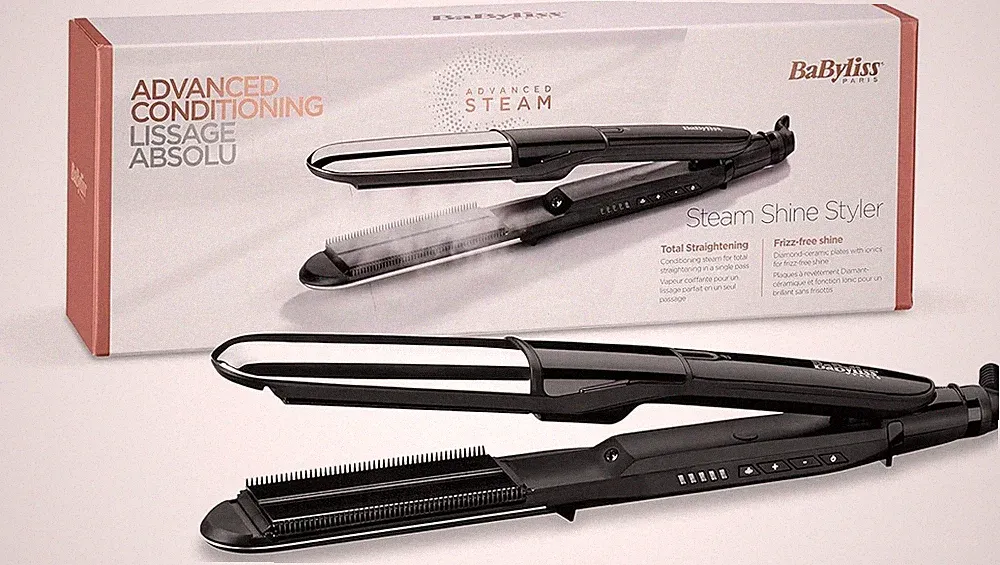 BaByliss Steam Shine Styler ST496E Haarglätter mit Ionenfunktion, schwarz