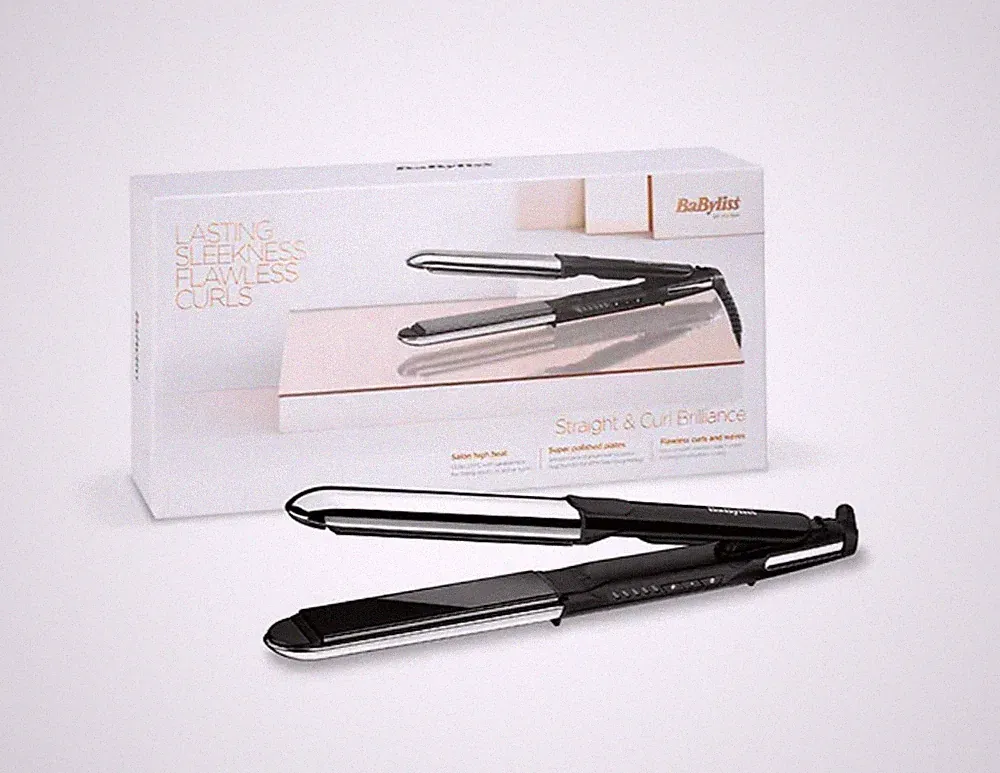 Babyliss Straight And Curl Brilliance Haarglätter Silber Schwarz 2480U - Neu