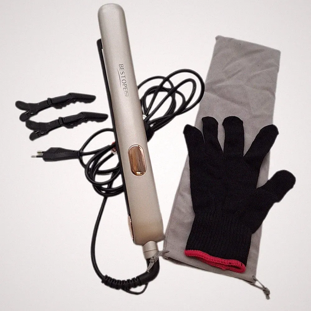 BESTOPE PRO 2 In 1 Glätteisen Locken und Glätten, 15S Schnelle Hitze, Ionenkeram