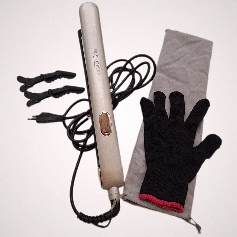 BESTOPE PRO 2 In 1 Glätteisen Locken und Glätten, 15S Schnelle Hitze, Ionenkeram