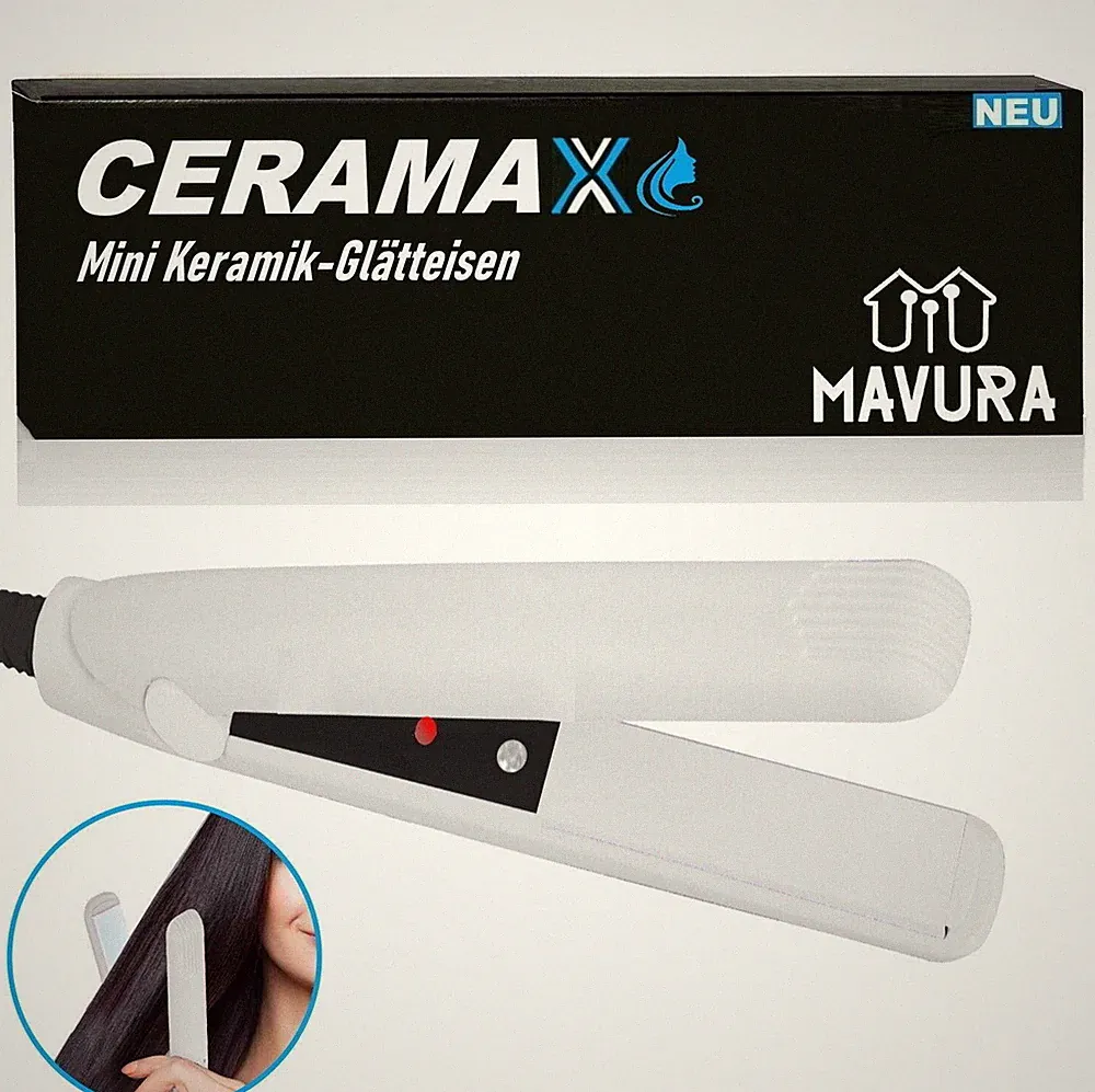 CERAMAX Mini Keramik Reise Glätteisen Lockenwickler Haarglätter Lockenstab