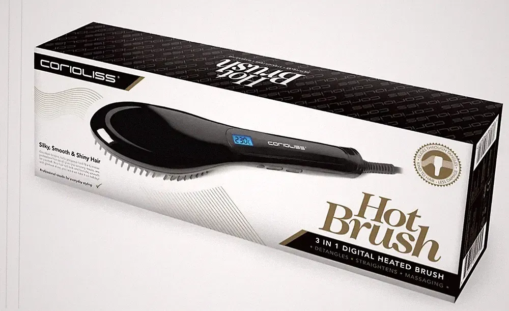 Corioliss Digitale Haarglättungs-Heißbürste. 3-in-1 entwirrt