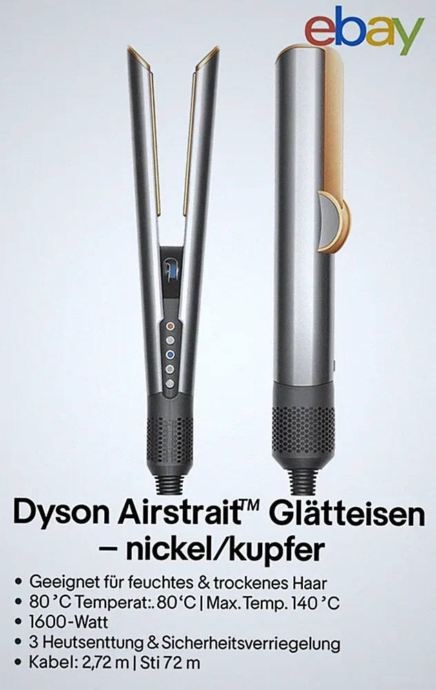 Dyson Airstrait nickel/kupfer - Trocknet und glättet gleichzeitig