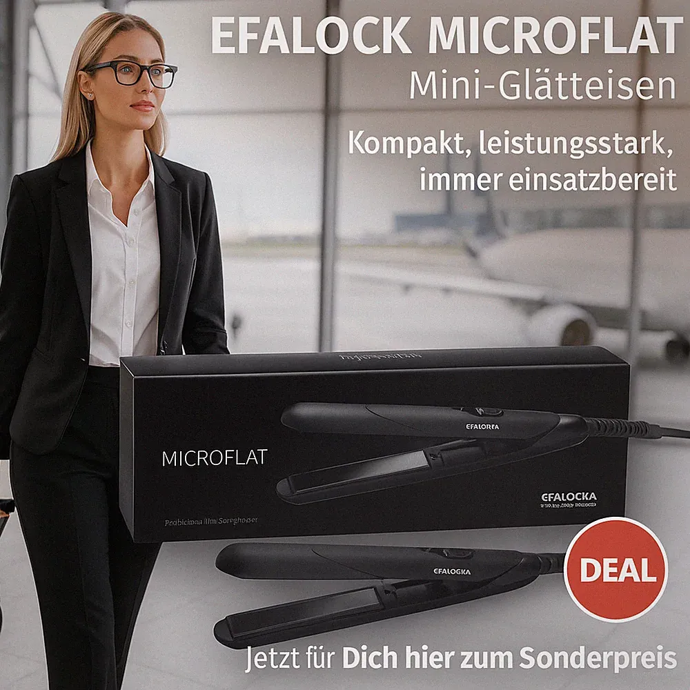 Efalock MICROFLAT mini Glätteisen, Reiseglätteisen. Keramik. 25 Watt. 170 Grad