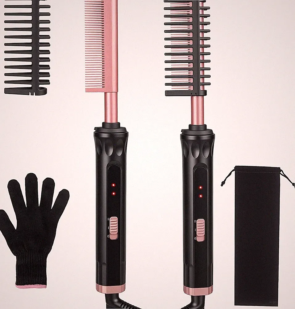 Elektrischer Heißkamm Haarglätter Keramik Beheizter Kamm Afro Haar Bart Perücken Tra