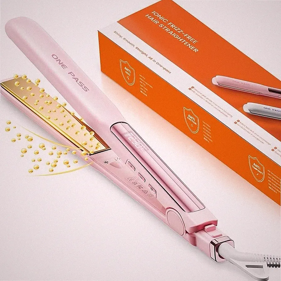 Faszin 2 in 1 Glätteisen Haarglätter Lockenstab Rosa NEU & OVP Titanplatten LCD