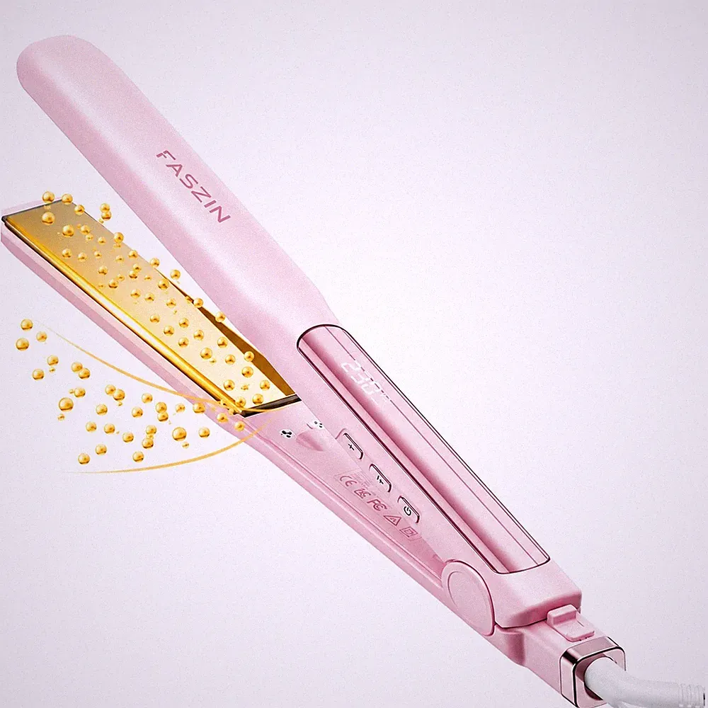 Faszin 2 in 1 Glätteisen Locken und Glätten 130°C - 230°C mit LCD-Display - Rosa