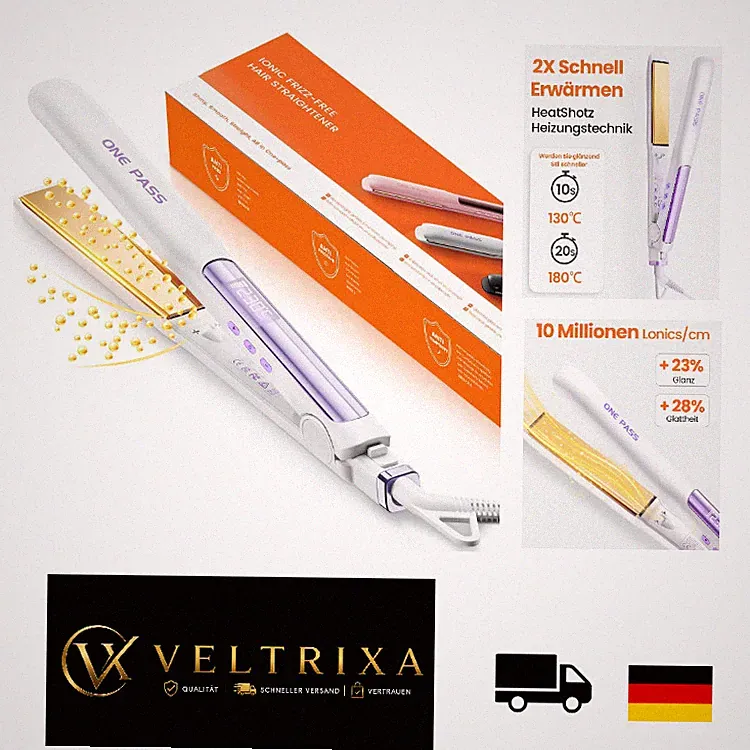 Faszin 2 in 1 Glätteisen Weiß mit Titanplatten, 11 Temperaturstufen 130-230 C