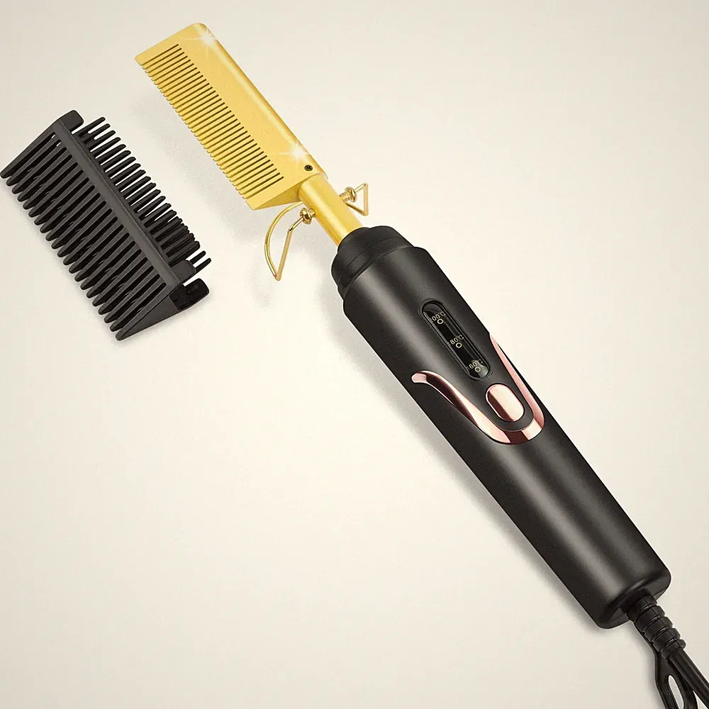 Flintronic Elektrischer Heißkamm, Haarglätter mit Einheitsgröße, Style A-gold