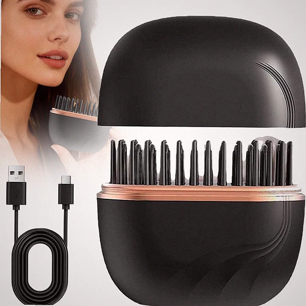 Glättbürste Hair Straightener Glätteisen Reiseglätteisen klein Geschenk beheizt