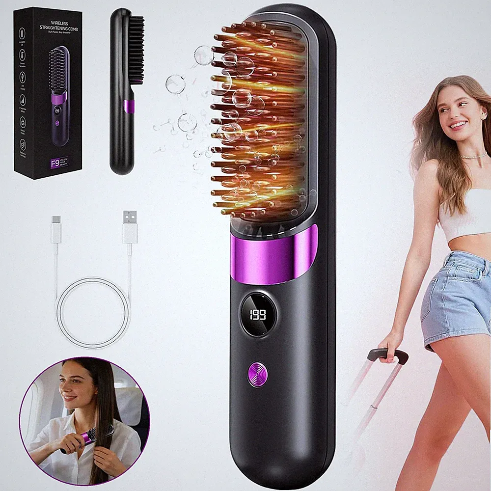 Glättbürste Stylingbürste Elektrisch Haarbürste Beheizte Haarglätter Glätteisen