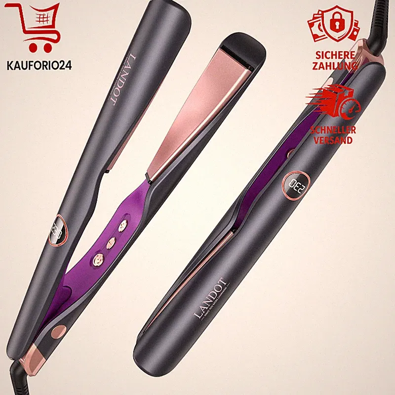 Glätteisen 2 in 1 Haarglätter Lockenstab Geschwungene Platten 120℃-230℃ Styling