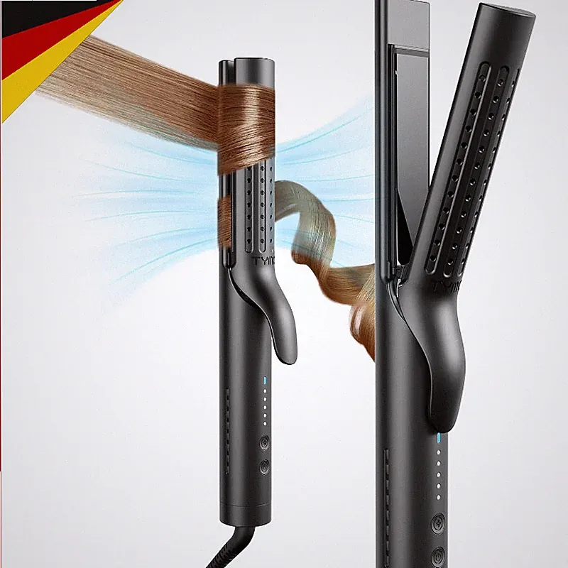 Glätteisen 2 in 1 Ionen Haarglätter Lockenstab 32mm Schwarz mit Verbrühschutz