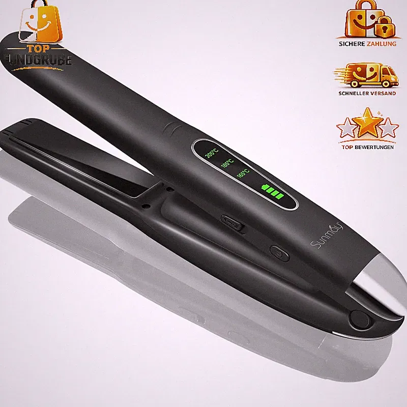 Glätteisen 2 in 1 Kabellos Titan Haarglätter Lockenstab Mini Reisegerät