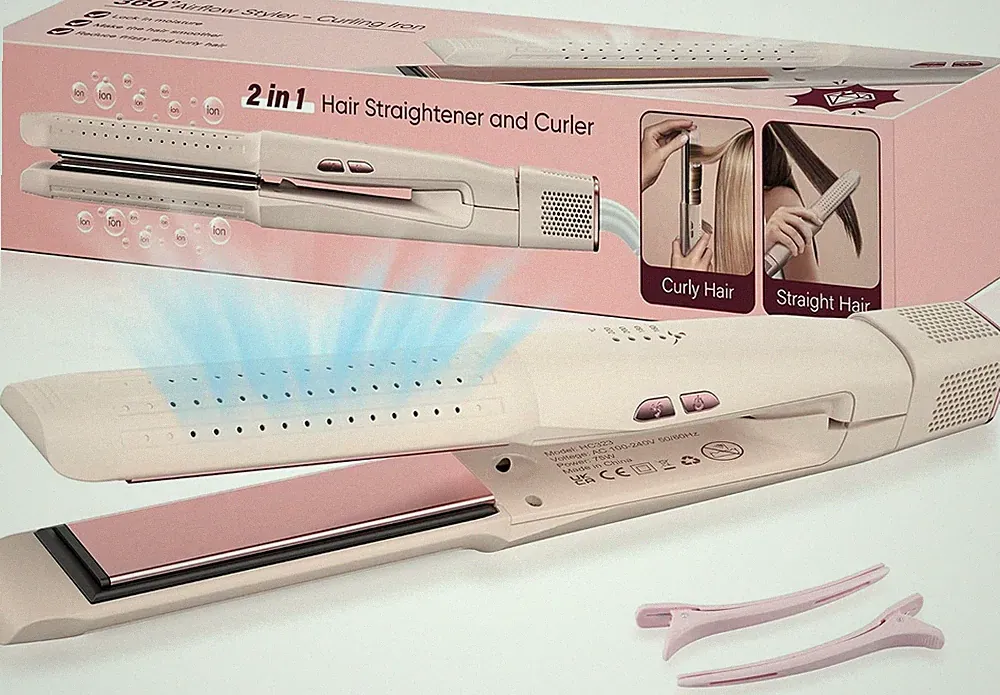Glätteisen 2 in 1 Locken und Glätten 4 Temperaturstufen Kaltlu