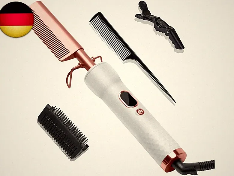 Glätteisen Glättbürste, Hot Comb Elektrischer Heißkamm für Afro Haare & Perü
