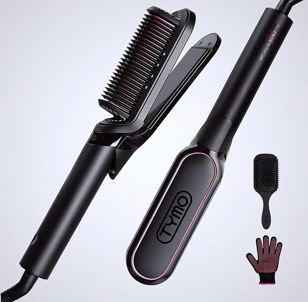 Glätteisen Haarglätter Bürste - 2 in 1 Glätteisen Locken und Glätten, Ionen K...
