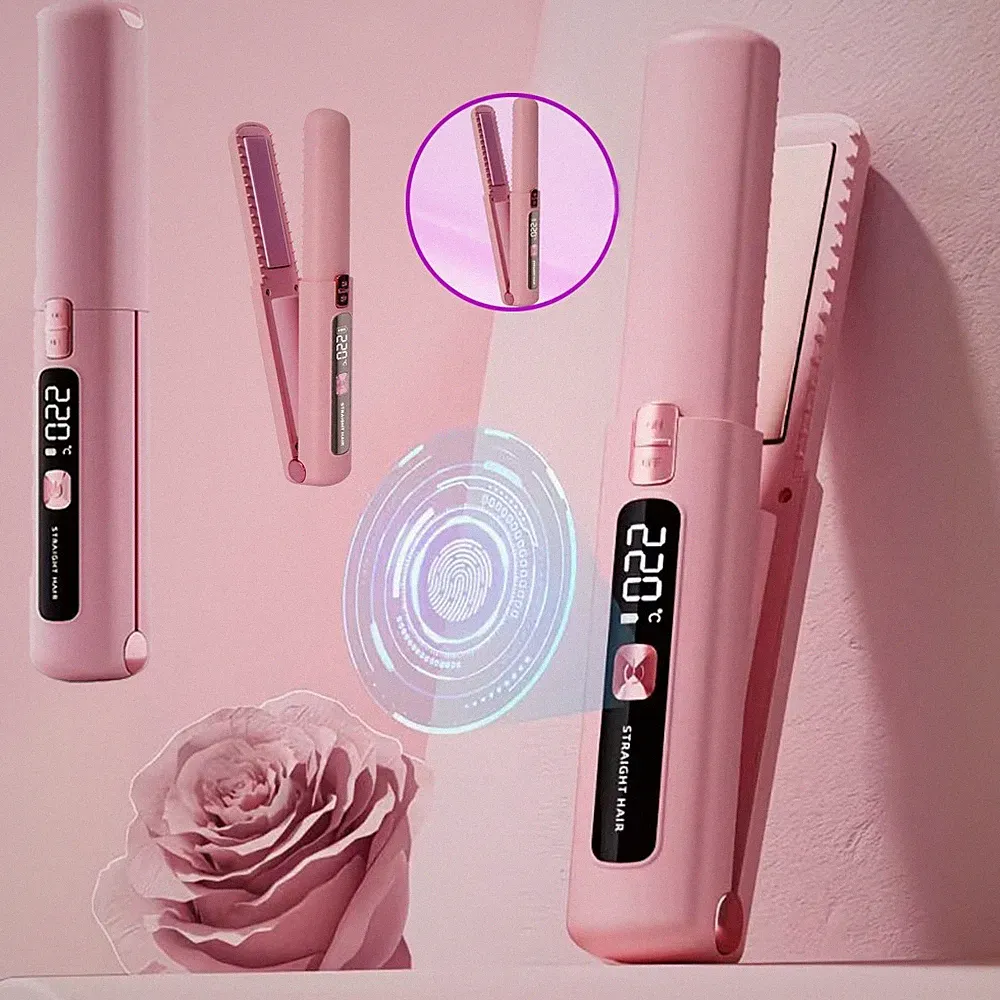 Glätteisen Kabellos 2 in 1 Glätteisen Locken und Glätten Cordless Flat Iron LCD