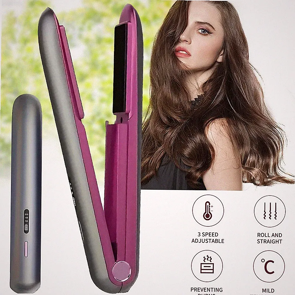 Glätteisen Kabellos 2 in 1 Mini Haarglätter Und Lockenstab Keramik Haarglätter