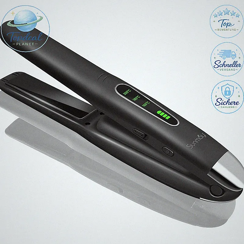 Glätteisen Kabellos 2 in 1 Titan Haarglätter Lockenstab Mini Reisegerät Schwarz