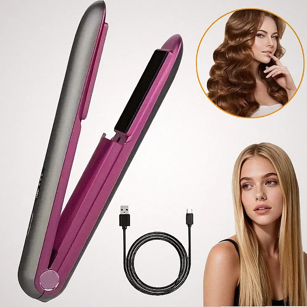 Glätteisen Kabellos Mini Haarglätter Lockenstab Hair Straightener Reiseglätter
