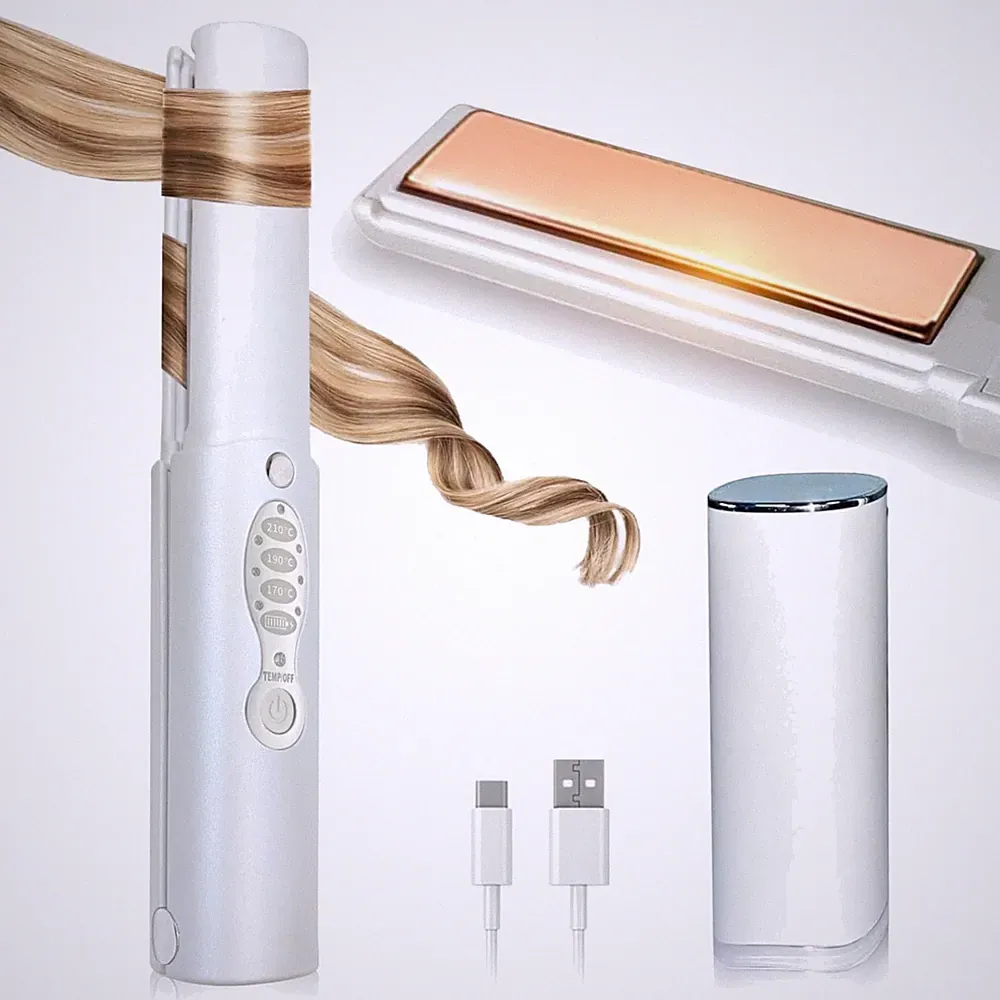 Glätteisen Kabellos mit 5000mAh Akku Titan Haarglätter und Lockenstab 2 in 1...