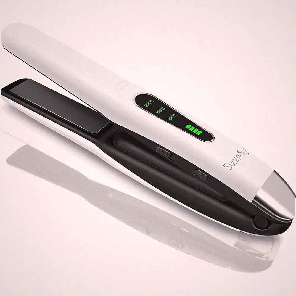 Glätteisen Kabellos Titan 2 in 1 Locken und Glätten Reisegerät Weiß