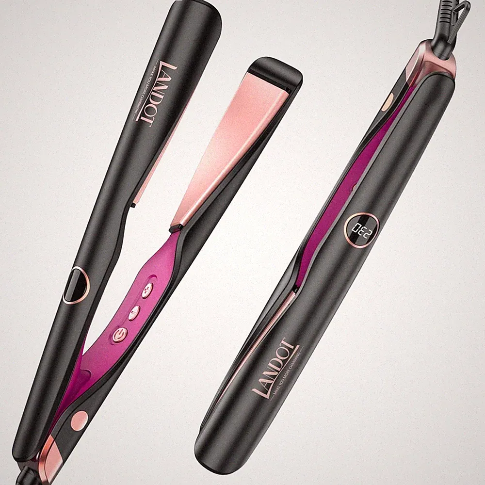 Glätteisen Locken und Glätten 2 in 1: Haarglätter Lockenstab - Geschwungene S...