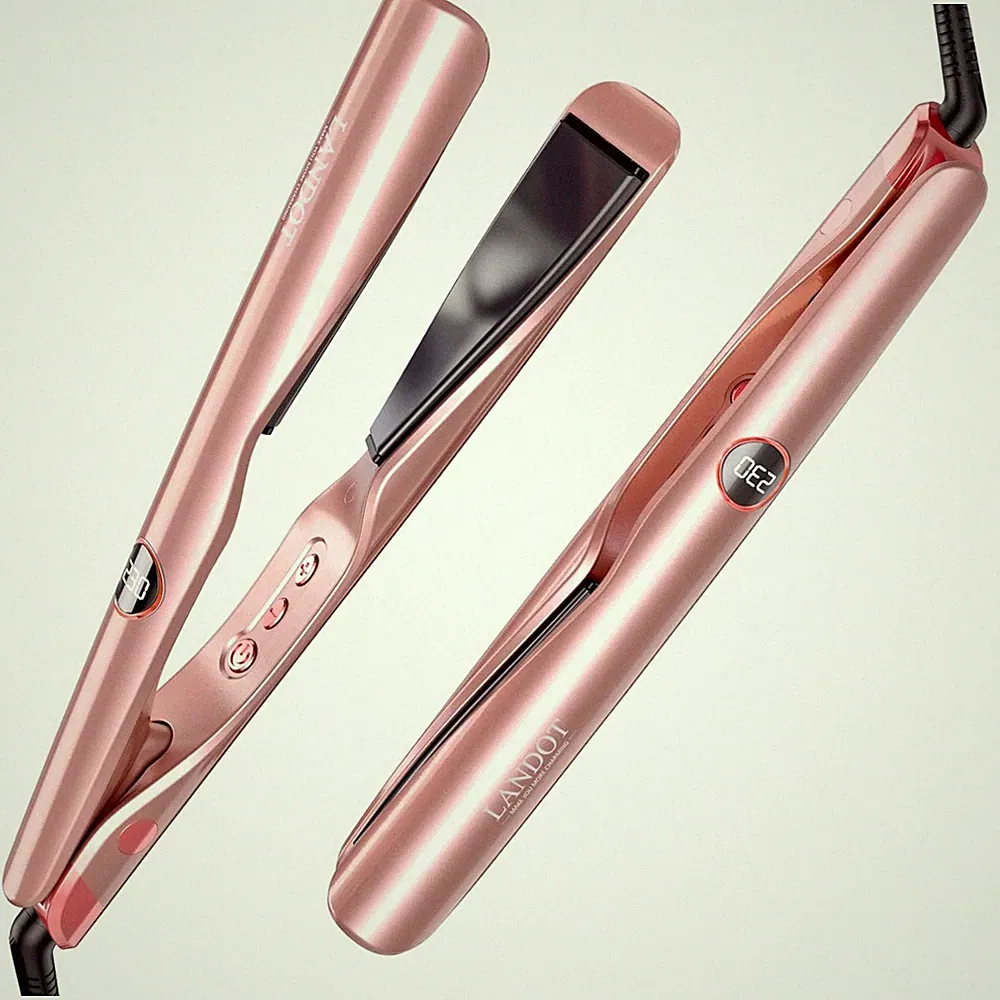 Glätteisen Lockenstab 2-in-1, Keramik, Roségold, Temperatur bis 450°F, Kabel