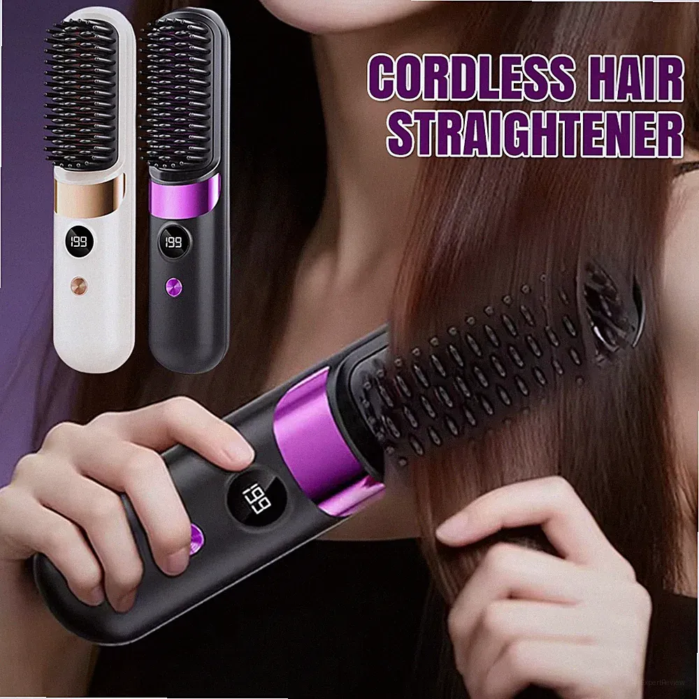 Go Brush Pro UK Akku Haarglätter Bürste - Tragbare Wiederaufladbare Keramik