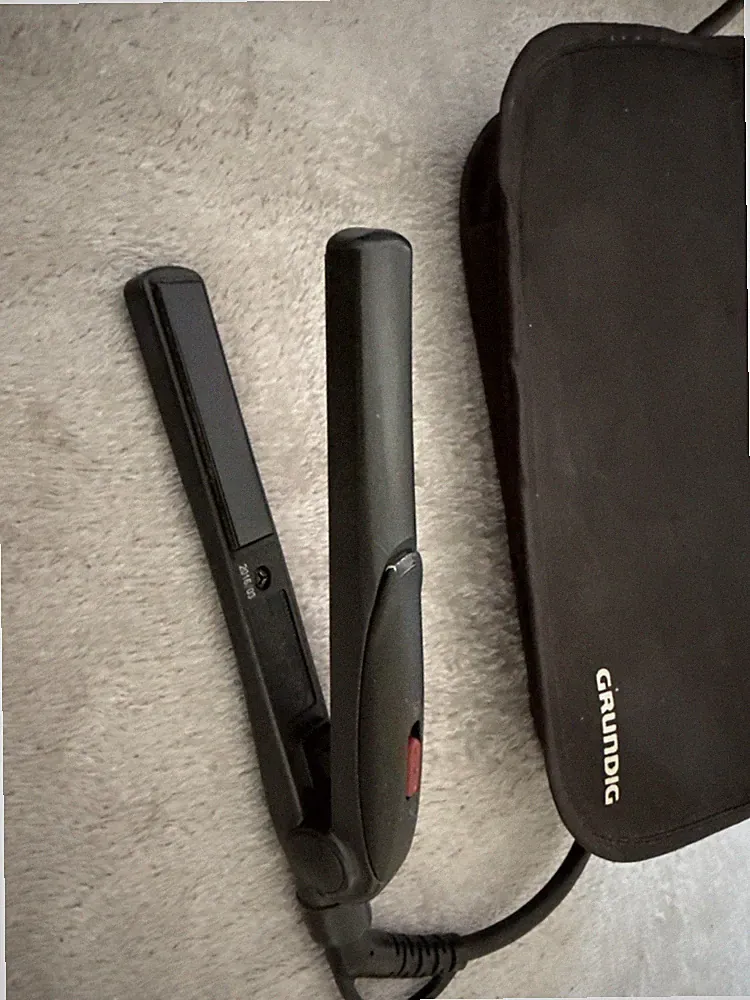 Grundig Hairstyler Mini Glätteisen, Reise, mit Tasche, Schwarz